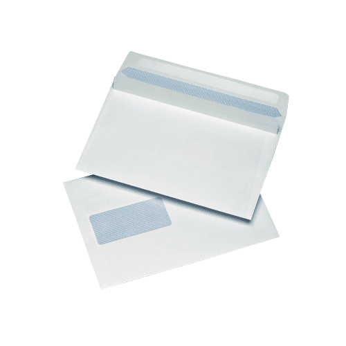 500 White C5 Windowed (45mm x 90mm) Self Seal & Press Seal Envelopes (162mm x 229mm)